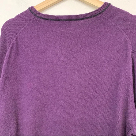 Jos A Bank Cotton Cashmere V Neck Sweater Men Medium Purple Long Sleeve Preppy - Picture 6 of 12
